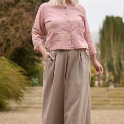 Trish Wide Leg Linen Trousers Mocha