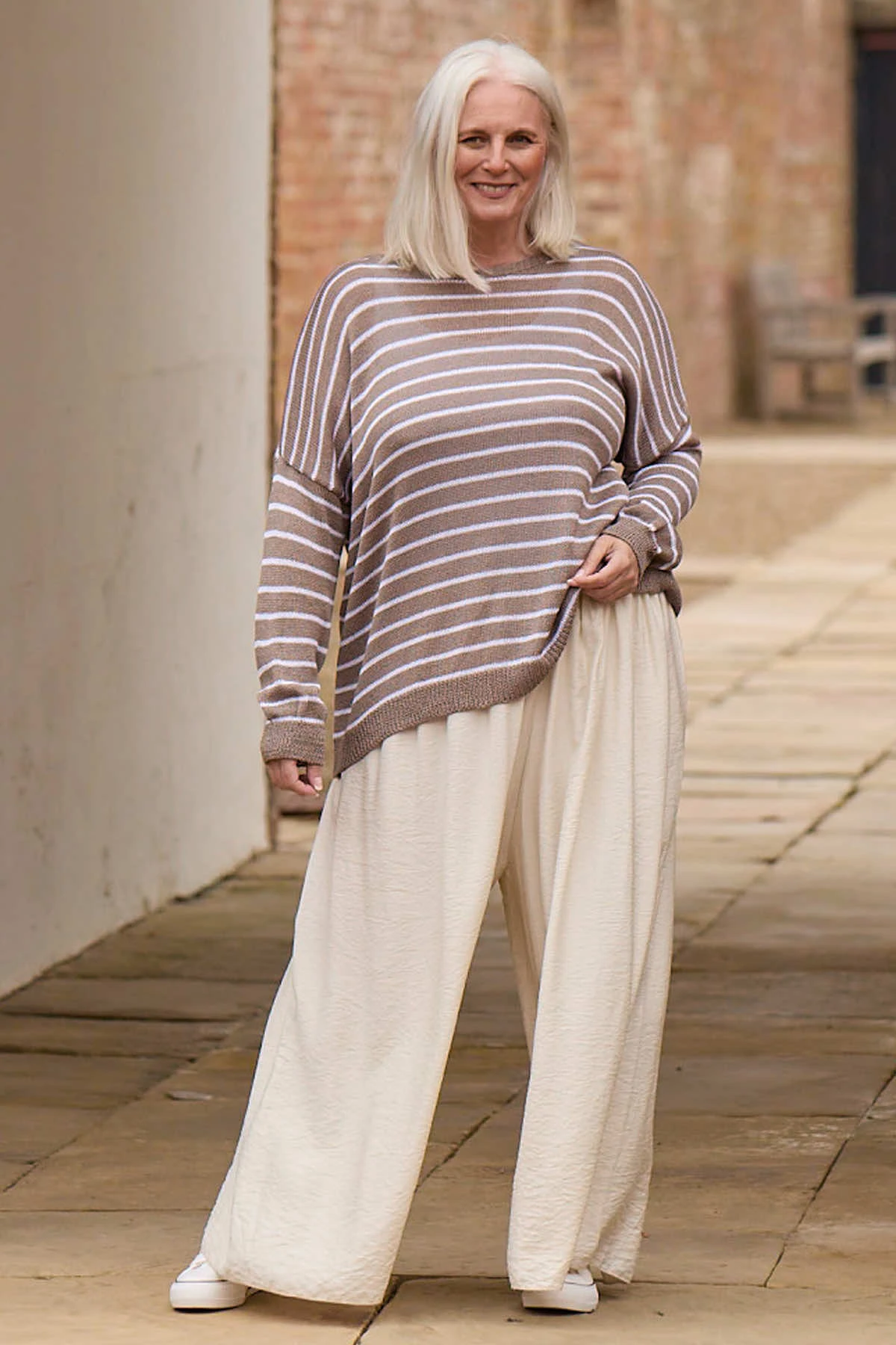 Bamburgh Stripe Knit Top Mocha 3 Bamburgh Stripe Knit Top Mocha