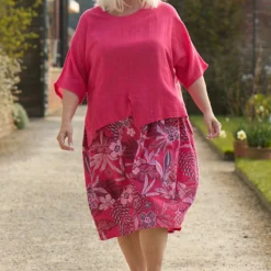 Isolde Linen Top Hot Pink