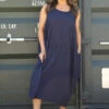 Sandgate Sleeveless Linen Dress Navy