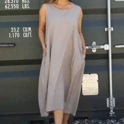 Sandgate Sleeveless Linen Dress Mocha