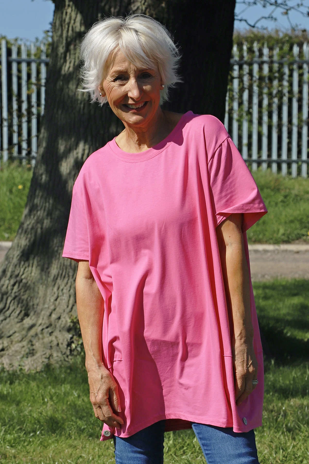 Kariss Button Cotton Top Fuchsia 4 Kariss Button Cotton Top Fuchsia - Image 2