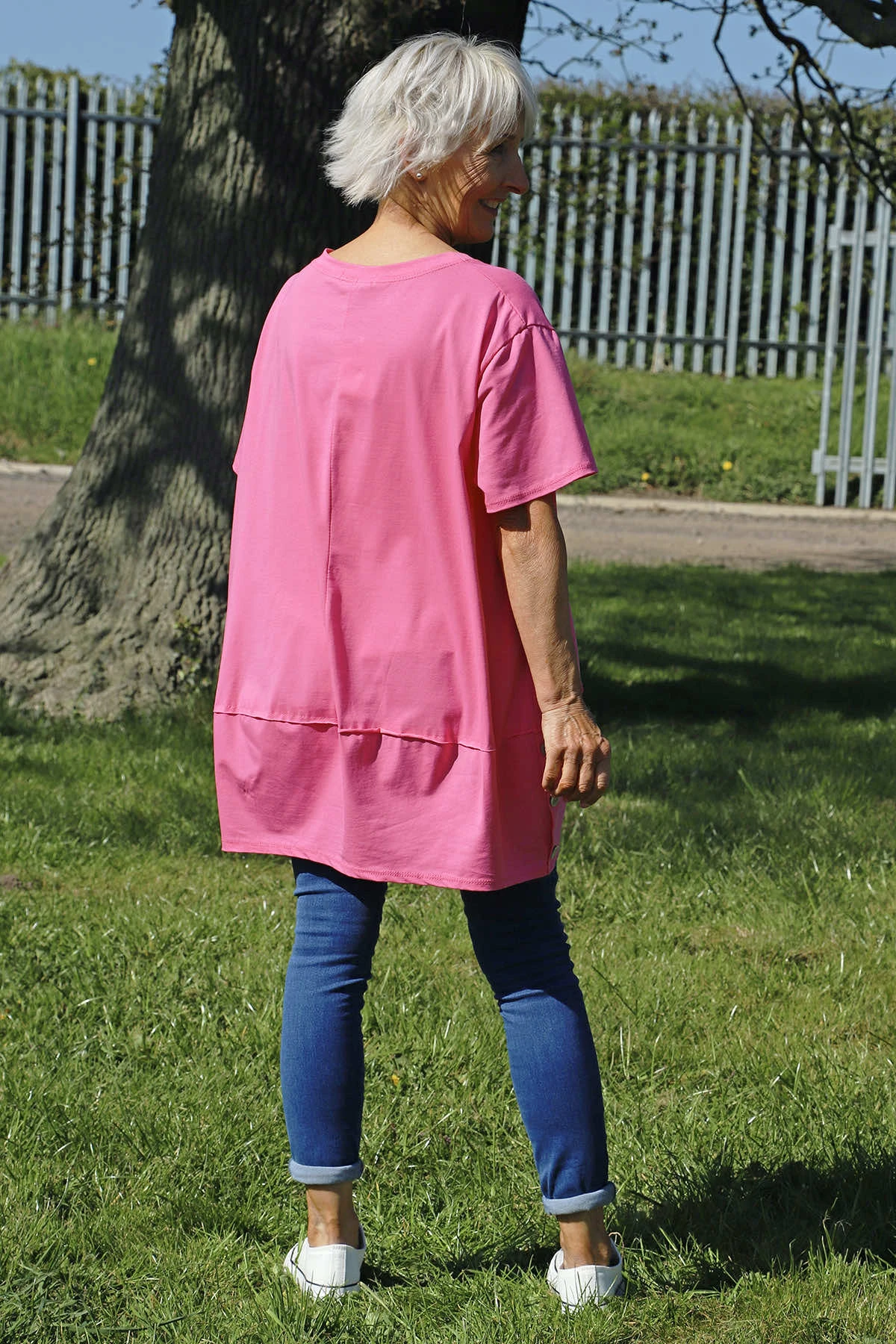 Kariss Button Cotton Top Fuchsia 6 Kariss Button Cotton Top Fuchsia - Image 4