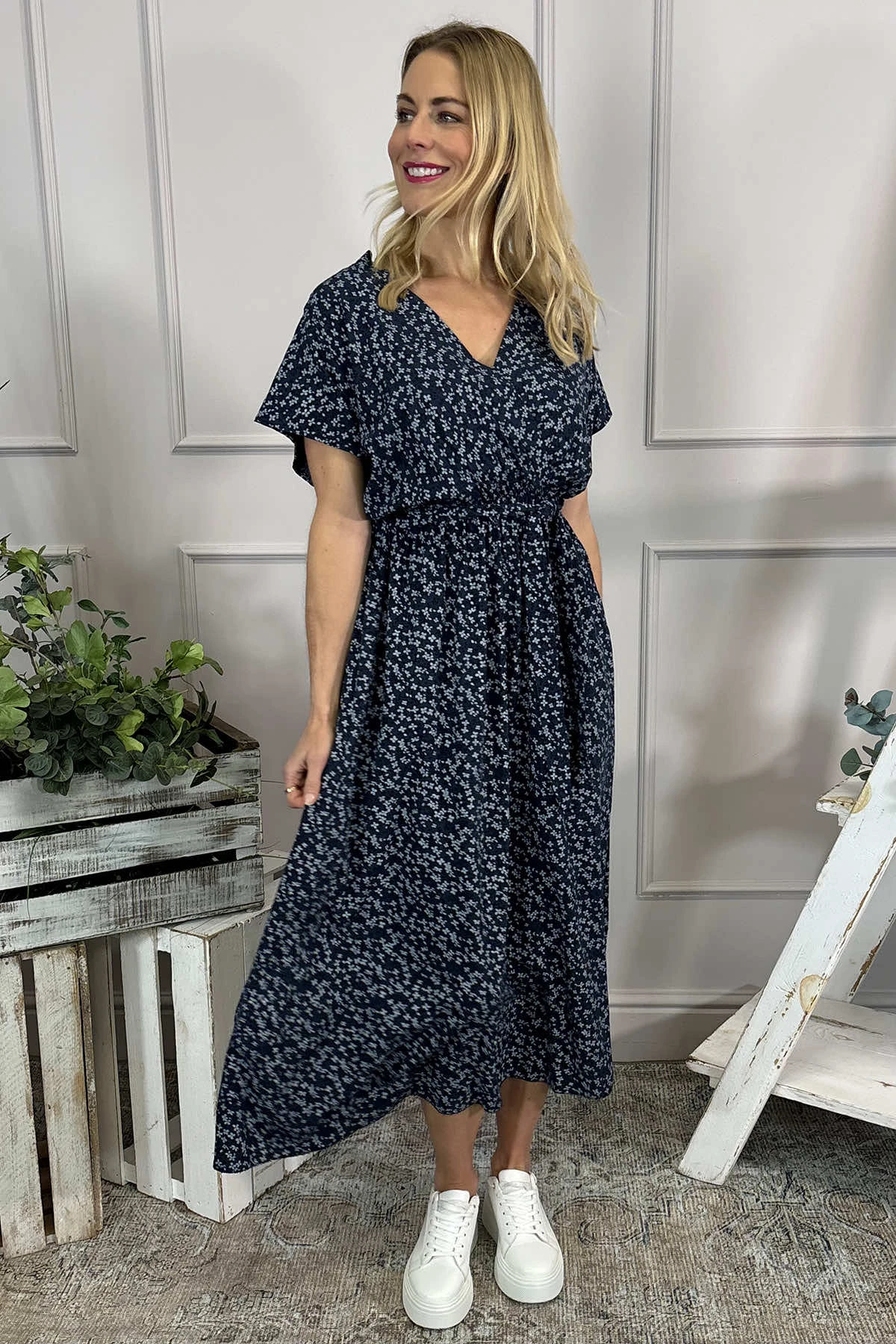 Aria Ditsy Dress Navy 4 Aria Ditsy Dress Navy - Image 2