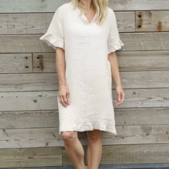 Eliane Frill Hem Linen Tunic Stone
