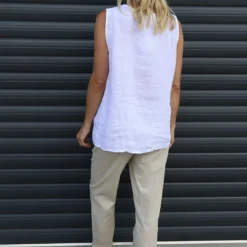 Persephone Sleeveless Linen Top White -Kitandkaboodal Store IMG 0038 f6442934 748e 46db b498 065c4443998a
