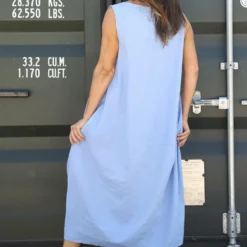Sandgate Sleeveless Linen Dress Powder Blue -Kitandkaboodal Store IMG 0041 5af748ae 478f 48f3 801c 09c00de36bf9