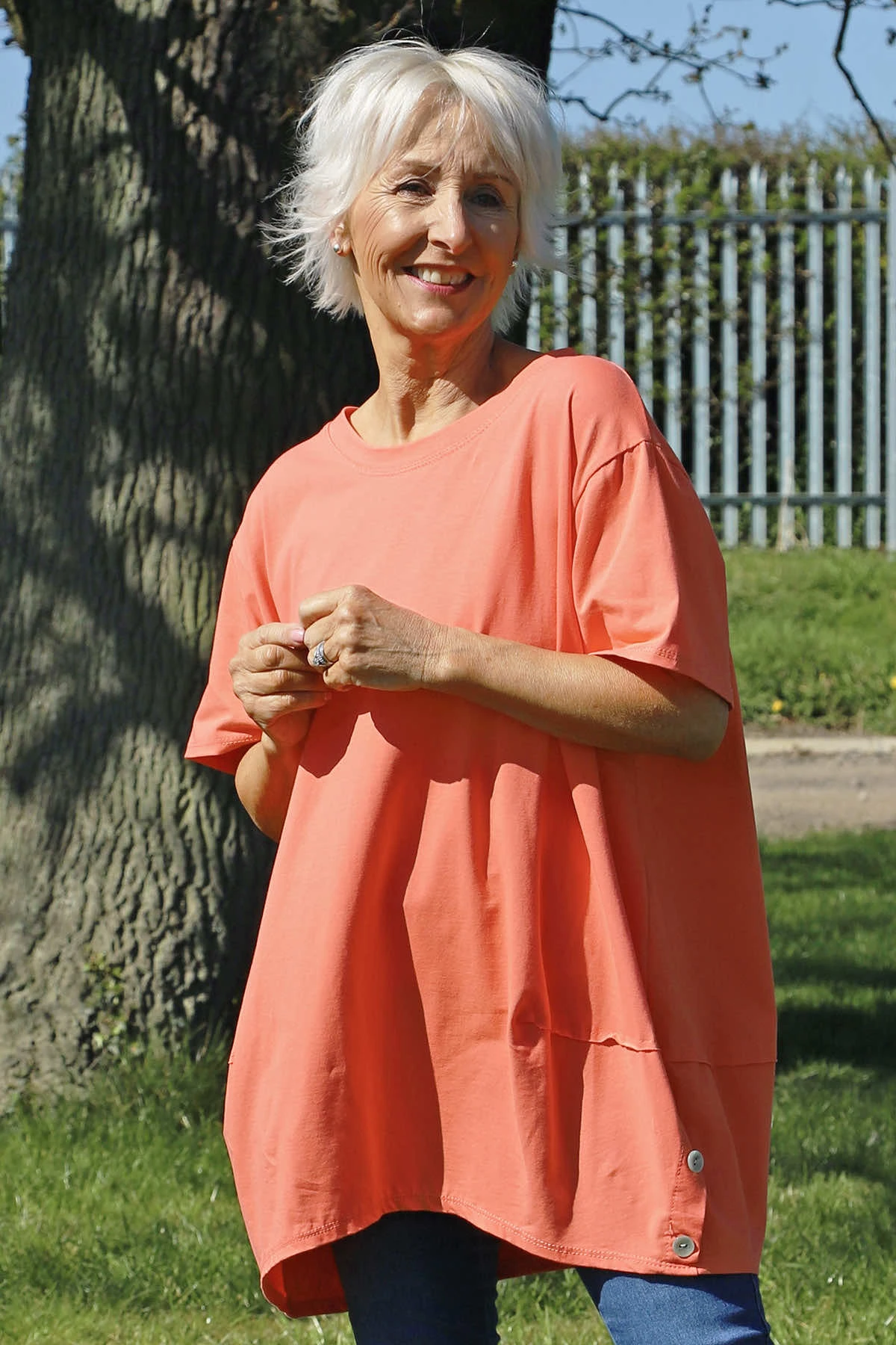 Kariss Button Cotton Top Orange 4 Kariss Button Cotton Top Orange - Image 2