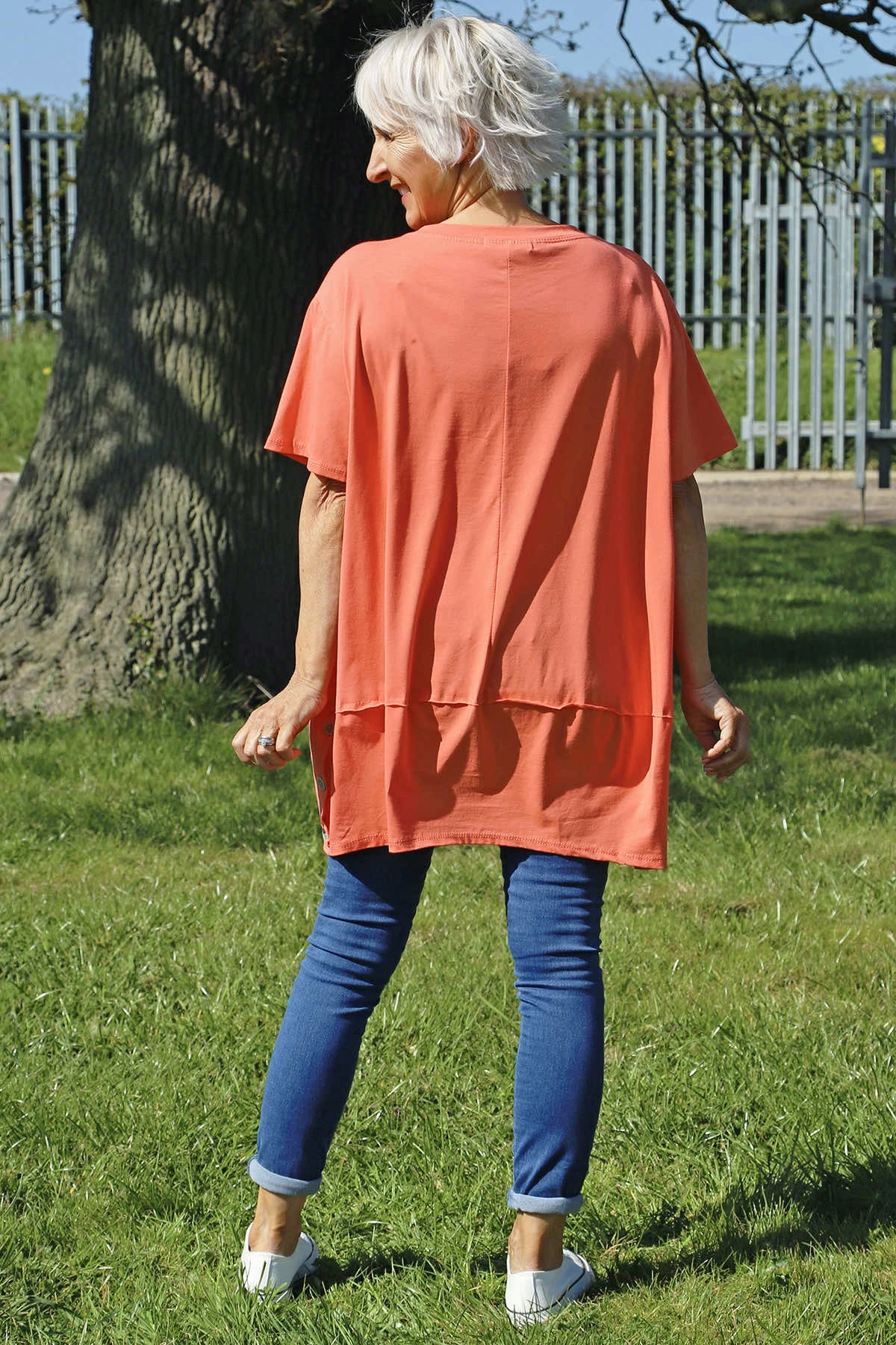 Kariss Button Cotton Top Orange 6 Kariss Button Cotton Top Orange - Image 4