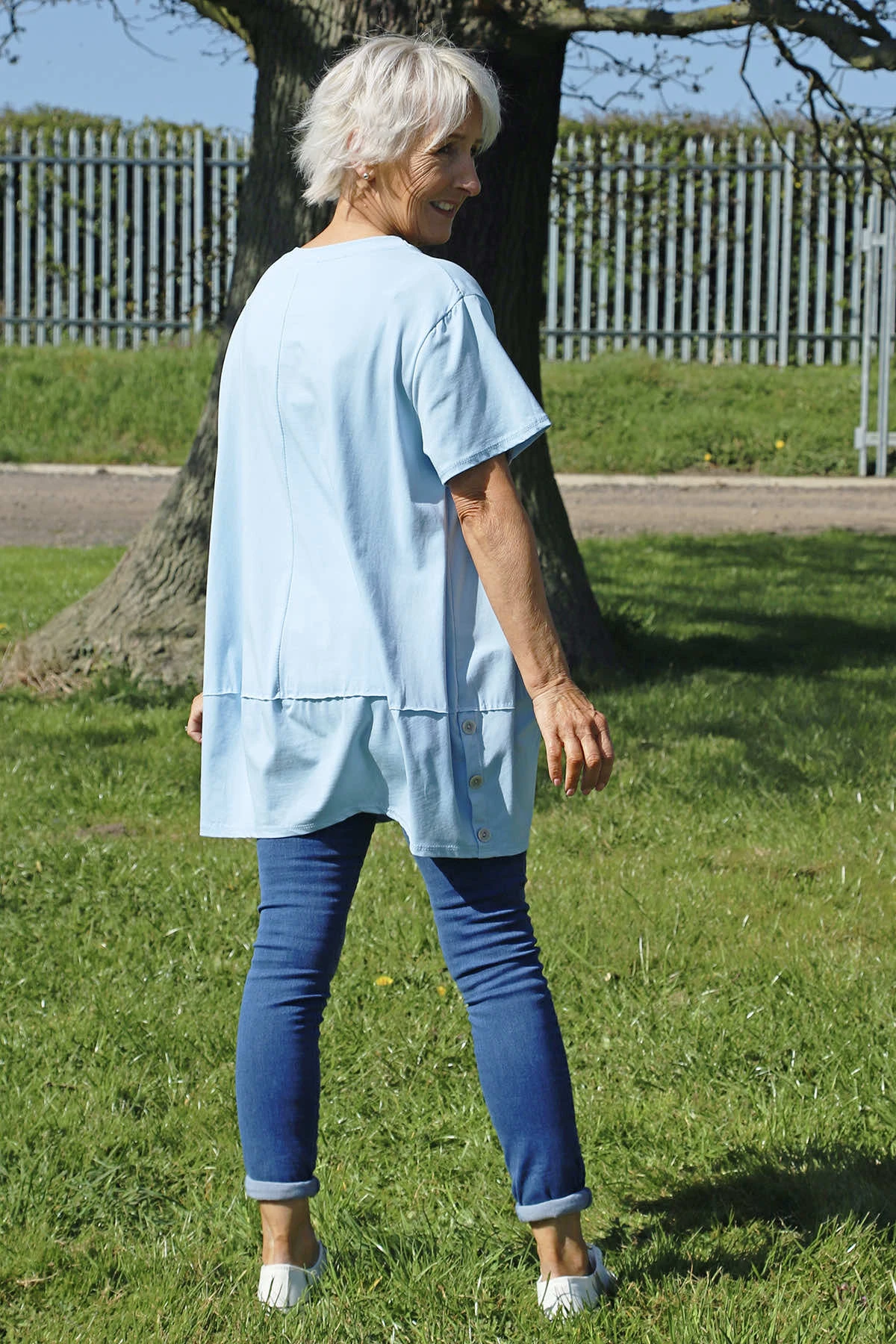 Kariss Button Cotton Top Light Blue 6 Kariss Button Cotton Top Light Blue - Image 4