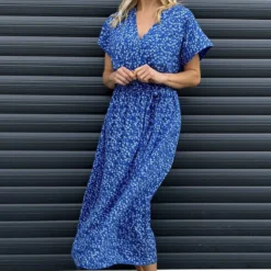 Aria Ditsy Dress Cobalt