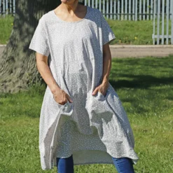 Rosalind Ditsy Cotton Dress Stone