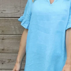 Eliane Frill Hem Linen Tunic Kingfisher 8 Eliane Frill Hem Linen Tunic Kingfisher -Kitandkaboodal Store IMG 0076 ddfd576d 8c63 47d4 b496 c51442e067a8