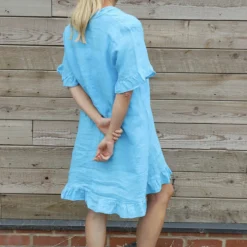 Eliane Frill Hem Linen Tunic Kingfisher 9 Eliane Frill Hem Linen Tunic Kingfisher -Kitandkaboodal Store IMG 0079 72859b64 04d0 468d 8b3d fe4f75a5d09a