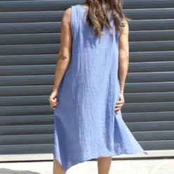 Vanna Sleeveless Cotton Dress Blue -Kitandkaboodal Store IMG 0084 0f0e44f5 7ff5 4743 ae31 92e58426a5c2