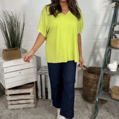 Burford V-Neck Top Lime