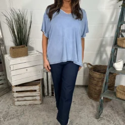 Burford V-Neck Top Blue