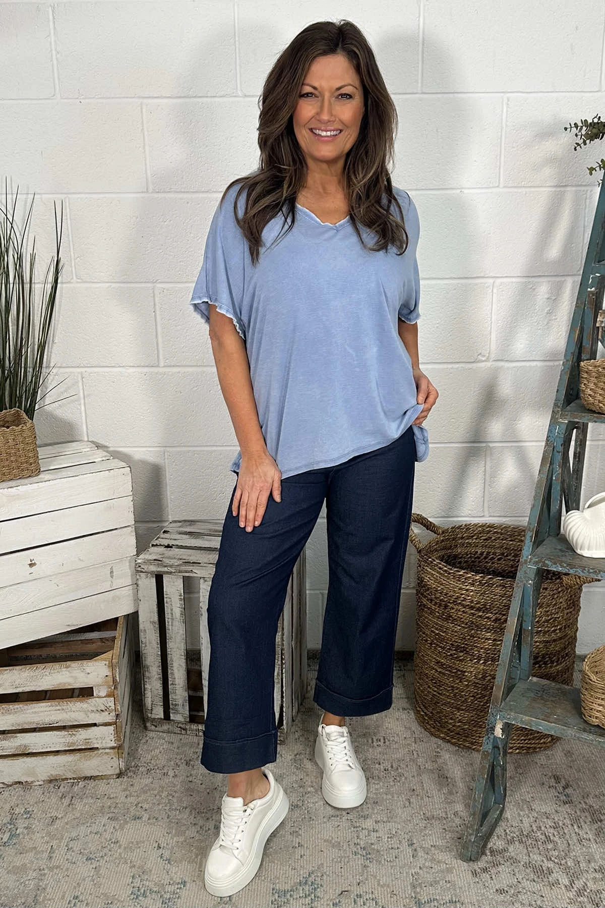 Burford V-Neck Top Blue 5 Burford V-Neck Top Blue - Image 3