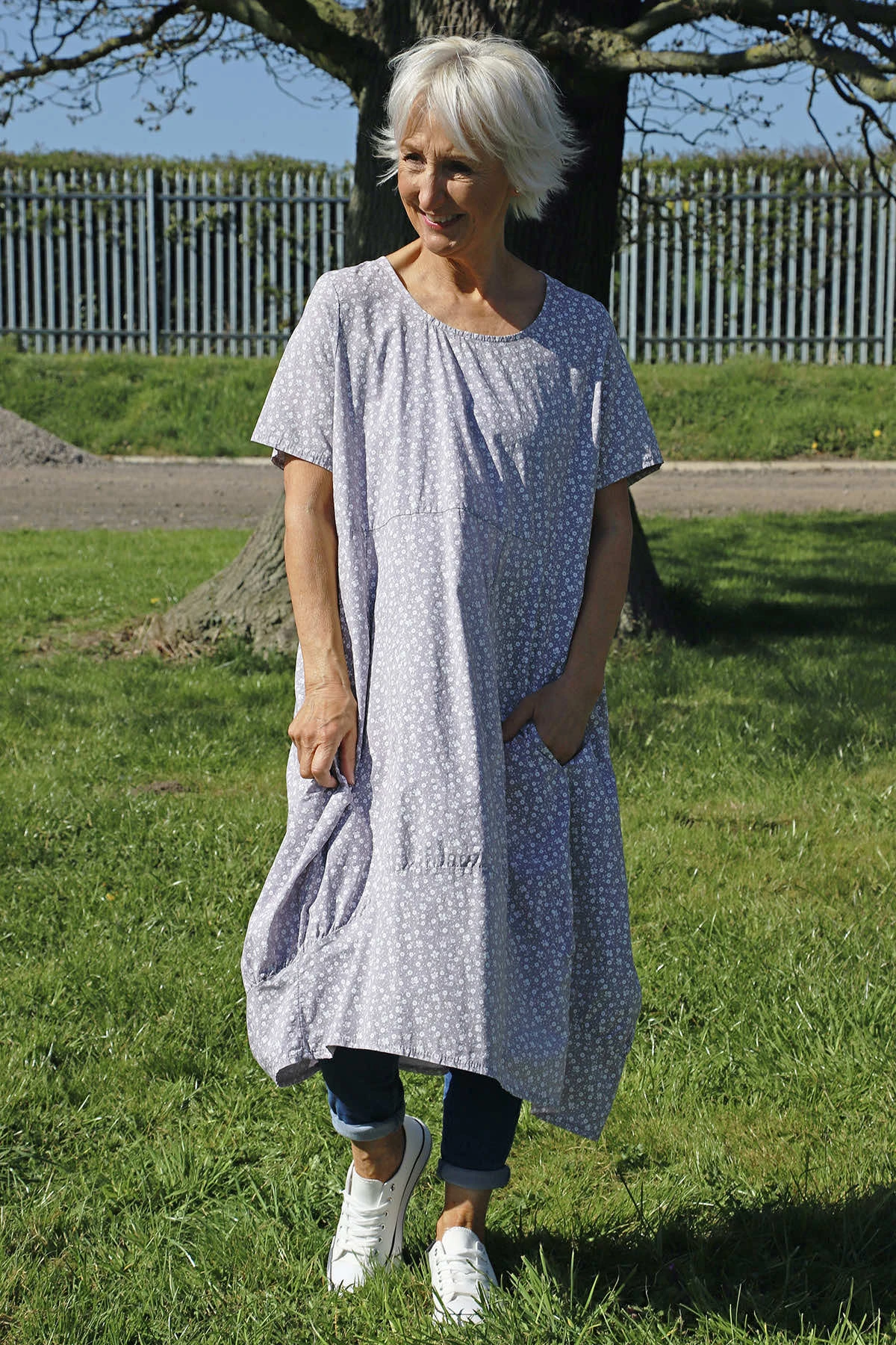 Rosalind Ditsy Cotton Dress Mocha 4 Rosalind Ditsy Cotton Dress Mocha - Image 2