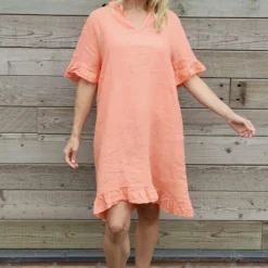 Eliane Frill Hem Linen Tunic Orange 7 Eliane Frill Hem Linen Tunic Orange -Kitandkaboodal Store IMG 0128 8134b32a cc65 469e 8f7f 0ce691f674d0