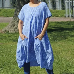 Rosalind Ditsy Cotton Dress Powder Blue