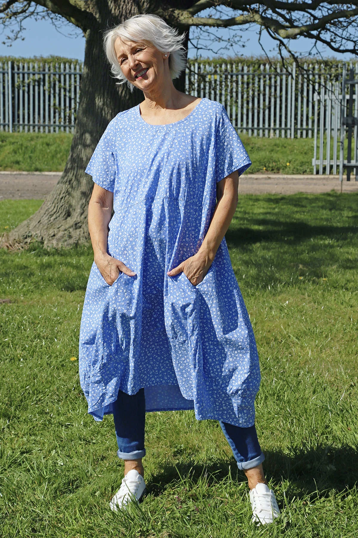 Rosalind Ditsy Cotton Dress Powder Blue 3 Rosalind Ditsy Cotton Dress Powder Blue