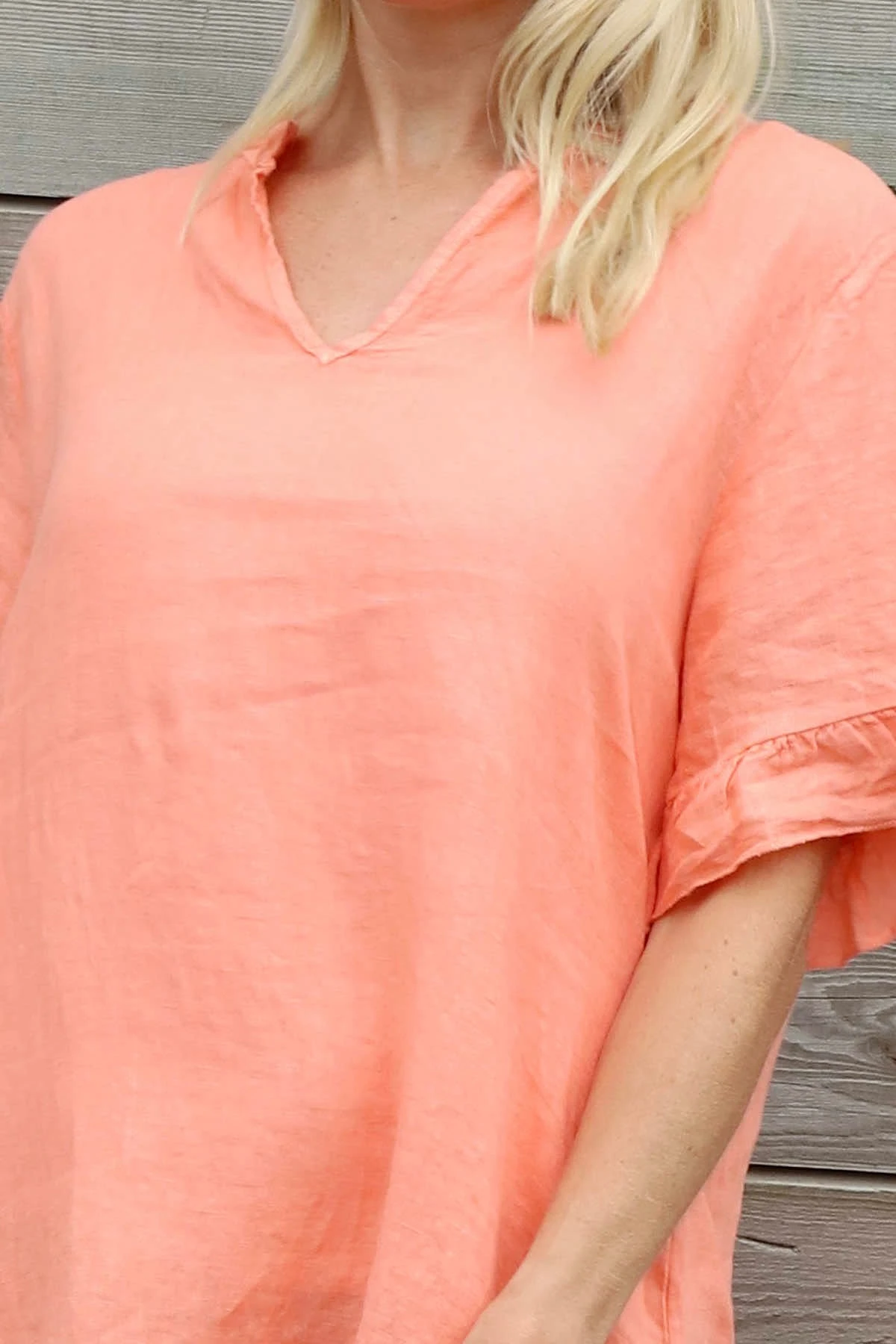 Eliane Frill Hem Linen Tunic Orange 5 Eliane Frill Hem Linen Tunic Orange - Image 3