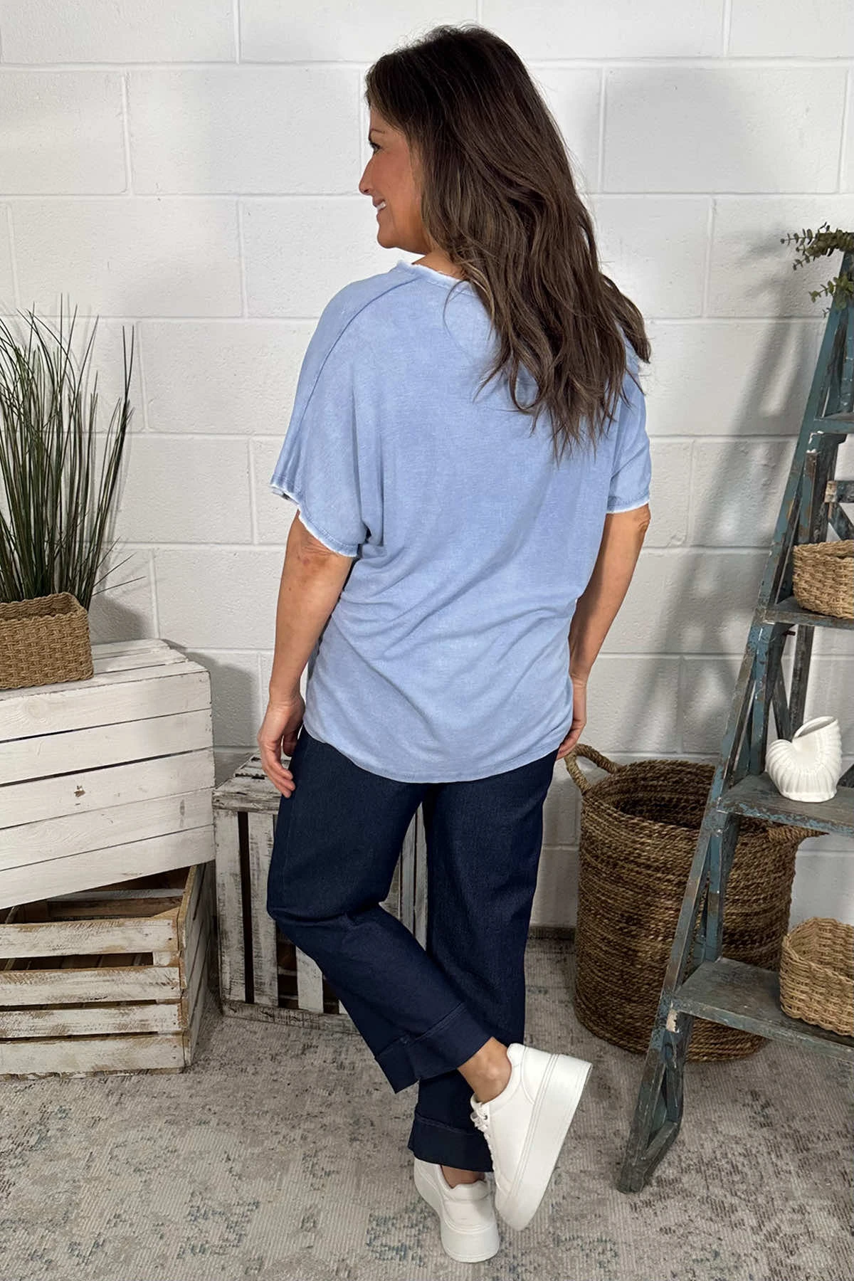 Burford V-Neck Top Blue 6 Burford V-Neck Top Blue - Image 4