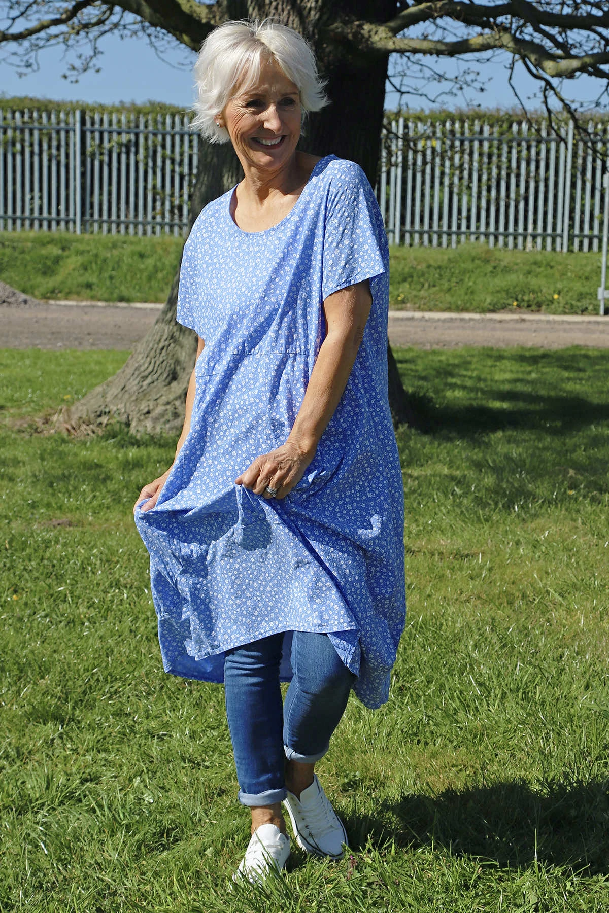 Rosalind Ditsy Cotton Dress Powder Blue 4 Rosalind Ditsy Cotton Dress Powder Blue - Image 2