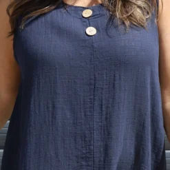 Vanna Sleeveless Cotton Dress Navy 8 Vanna Sleeveless Cotton Dress Navy -Kitandkaboodal Store IMG 0142 2c6a3ff8 1246 46ff 8a48 f15931e7efb3