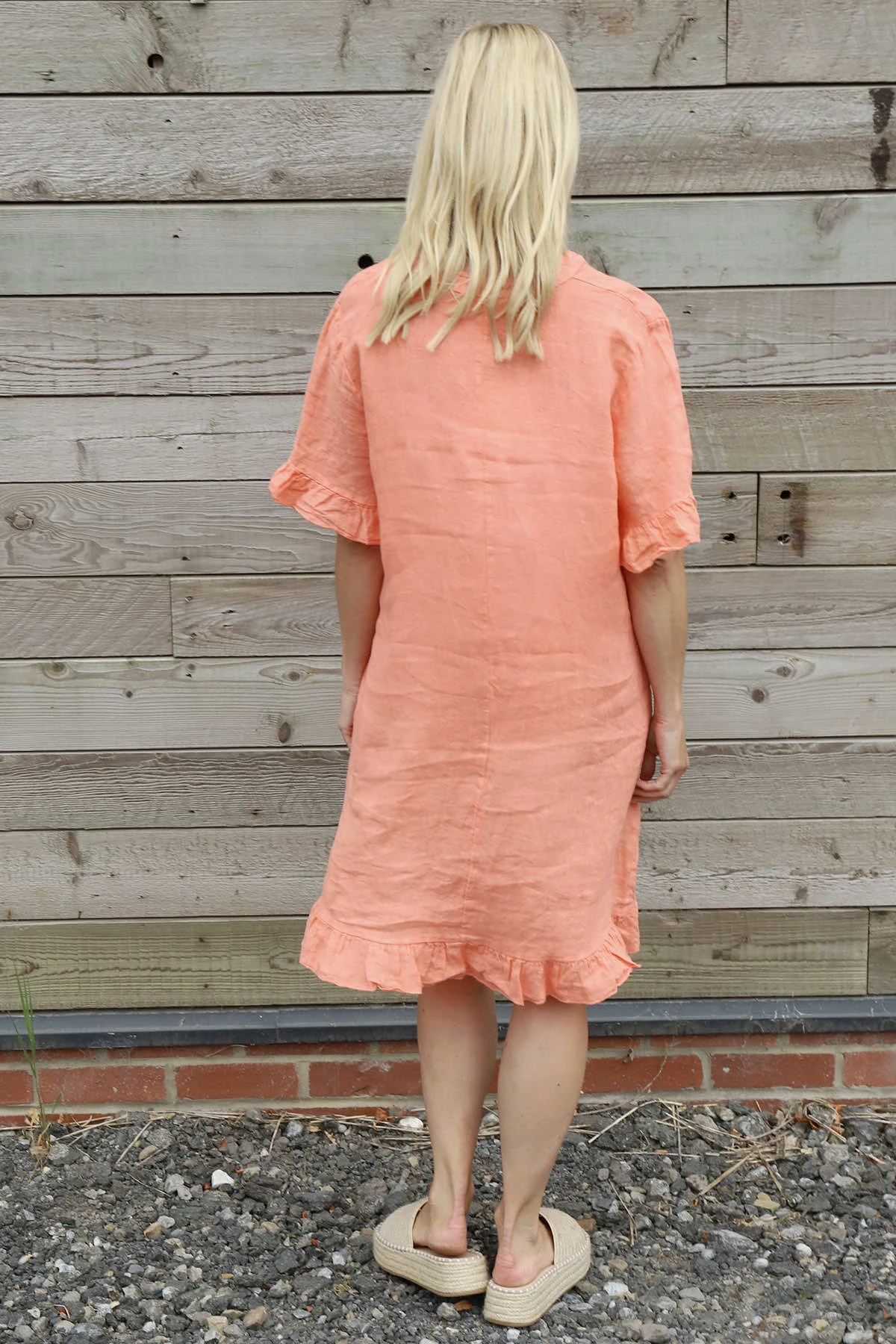 Eliane Frill Hem Linen Tunic Orange 6 Eliane Frill Hem Linen Tunic Orange - Image 4