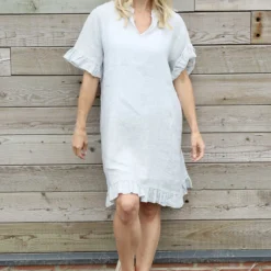 Eliane Frill Hem Linen Tunic Grey