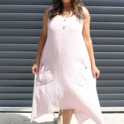 Vanna Sleeveless Cotton Dress Pink