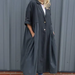 Meryl Long Cotton Jacket Charcoal