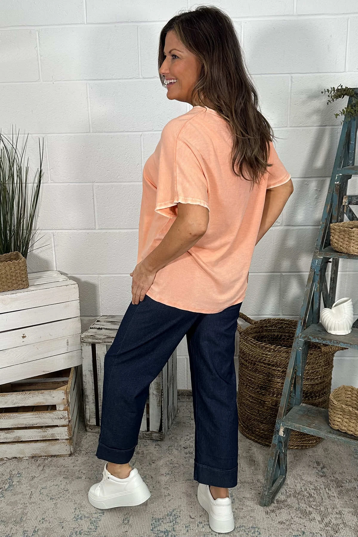 Burford V-Neck Top Orange 6 Burford V-Neck Top Orange - Image 4