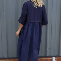 Meryl Long Cotton Jacket Navy -Kitandkaboodal Store IMG 0190 1f2e46c3 2024 47e1 bff6 c170a9a593a2