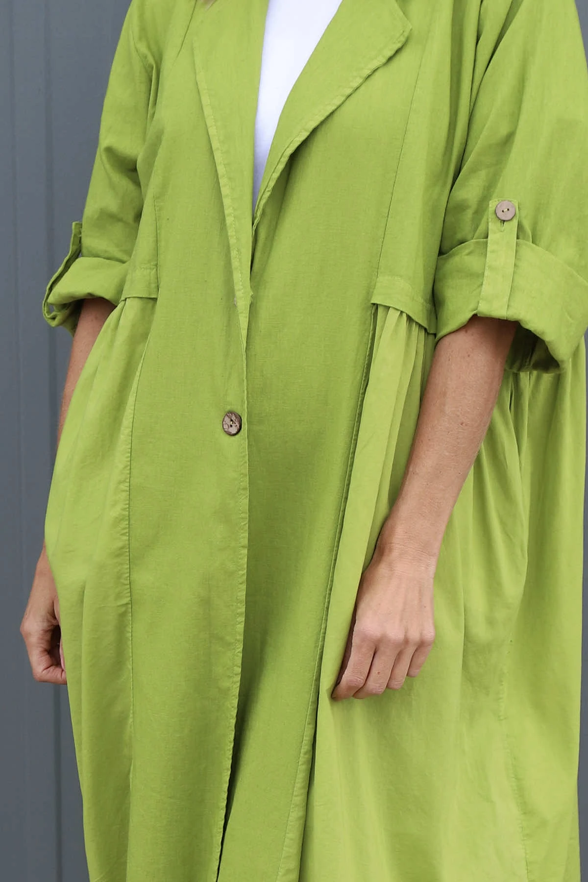 Meryl Long Cotton Jacket Olive 5 Meryl Long Cotton Jacket Olive - Image 3