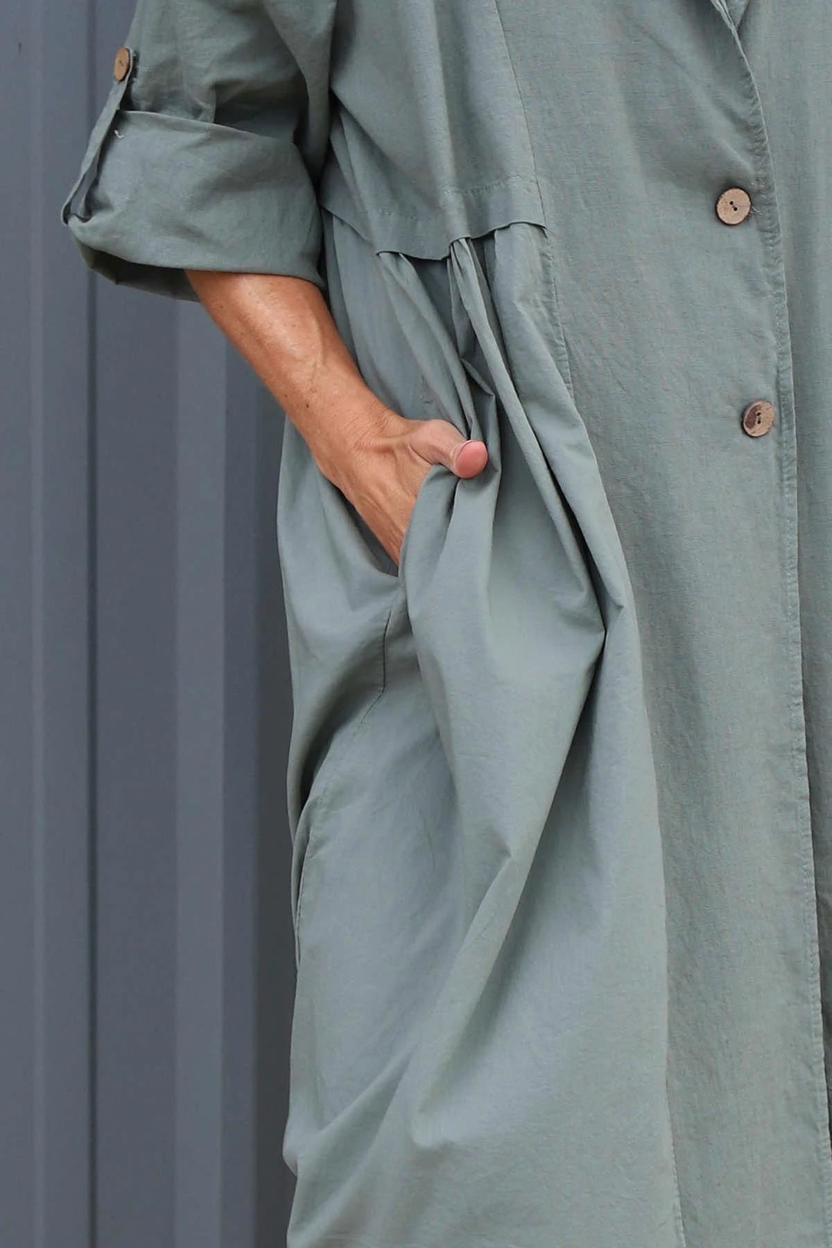 Meryl Long Cotton Jacket Khaki 5 Meryl Long Cotton Jacket Khaki - Image 3