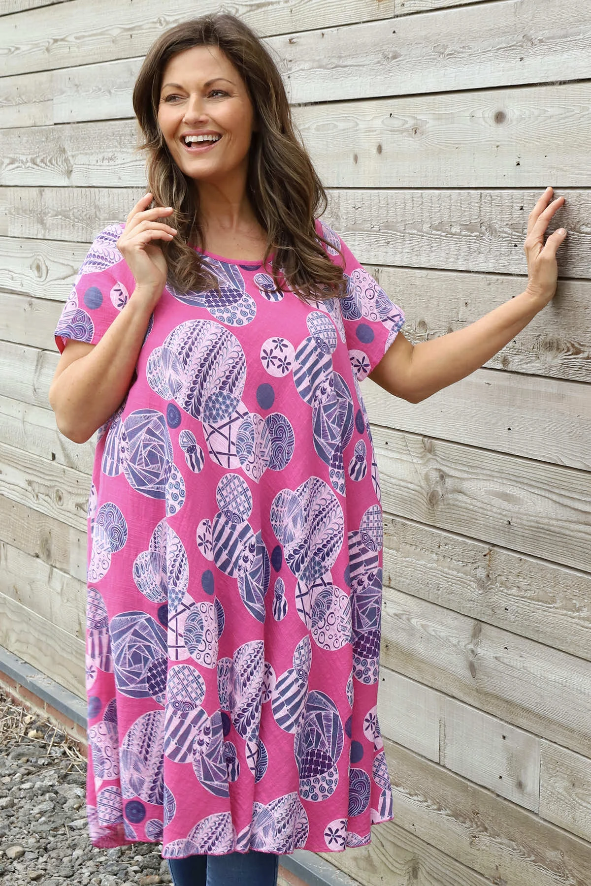 Aggie Cotton Tunic Fuchsia 3 Aggie Cotton Tunic Fuchsia - Image 2