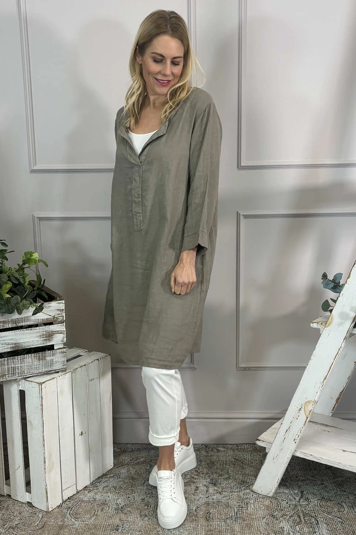 Davina Linen Tunic Mocha 3 Davina Linen Tunic Mocha