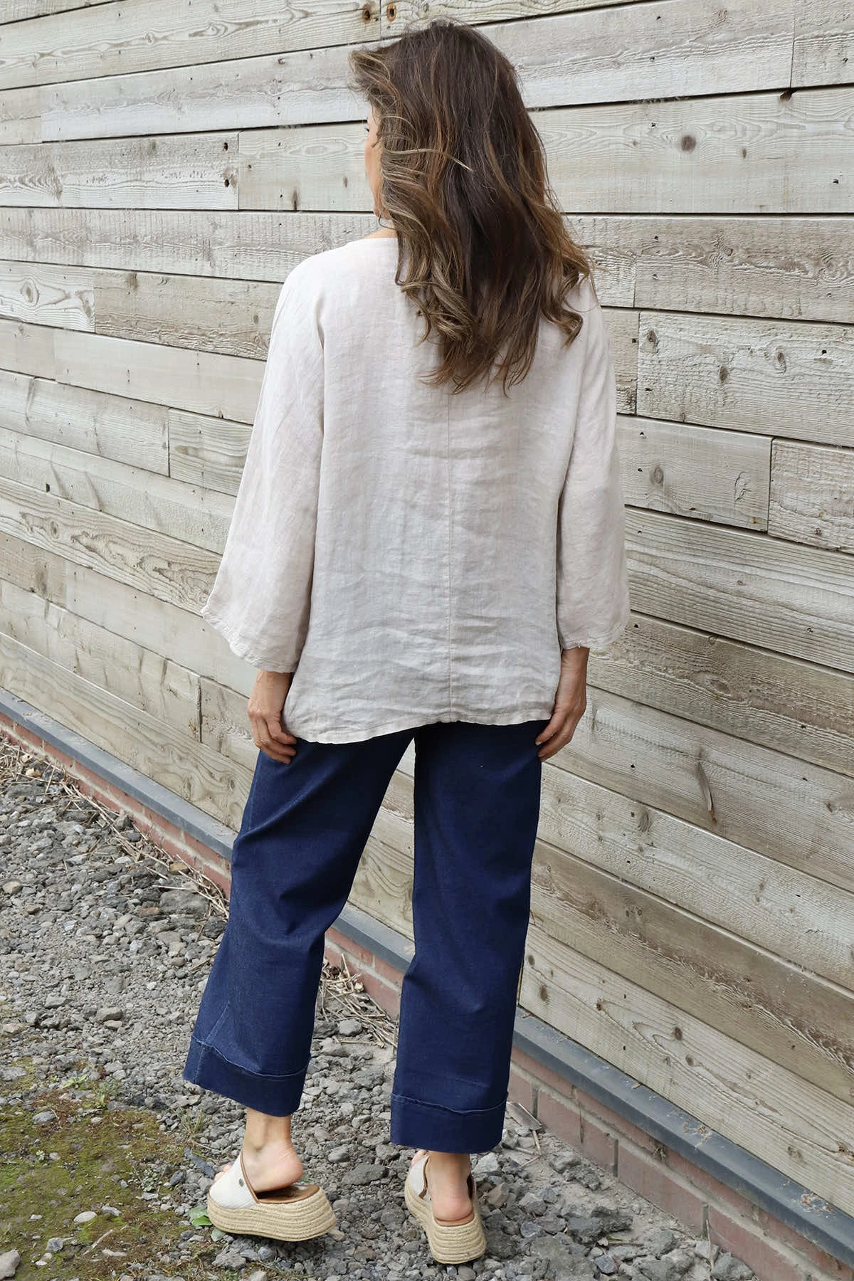 Celestina Tie Detail Linen Top Stone 6 Celestina Tie Detail Linen Top Stone - Image 4