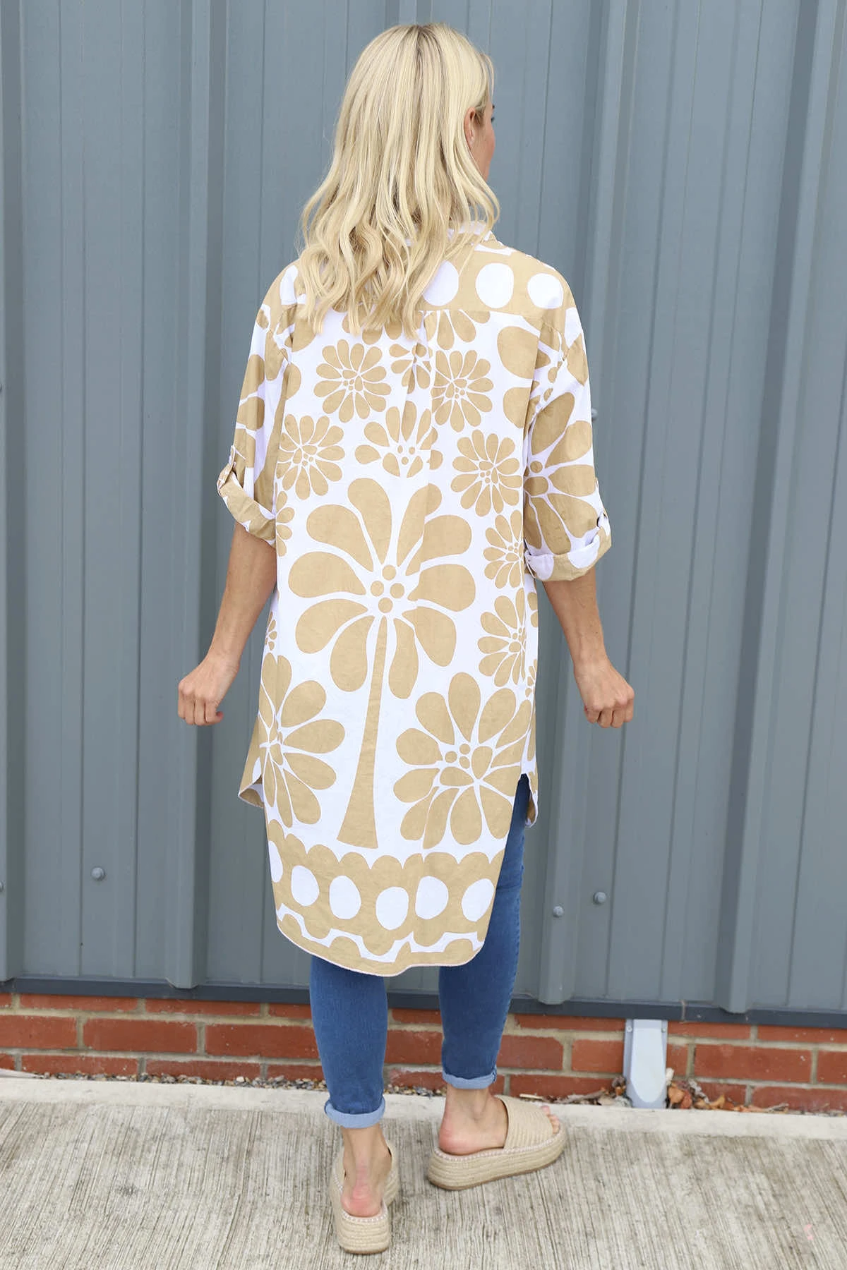 Amelia Tropical Print Cotton Shirt Camel 6 Amelia Tropical Print Cotton Shirt Camel - Image 4