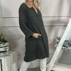 Davina Linen Tunic Charcoal