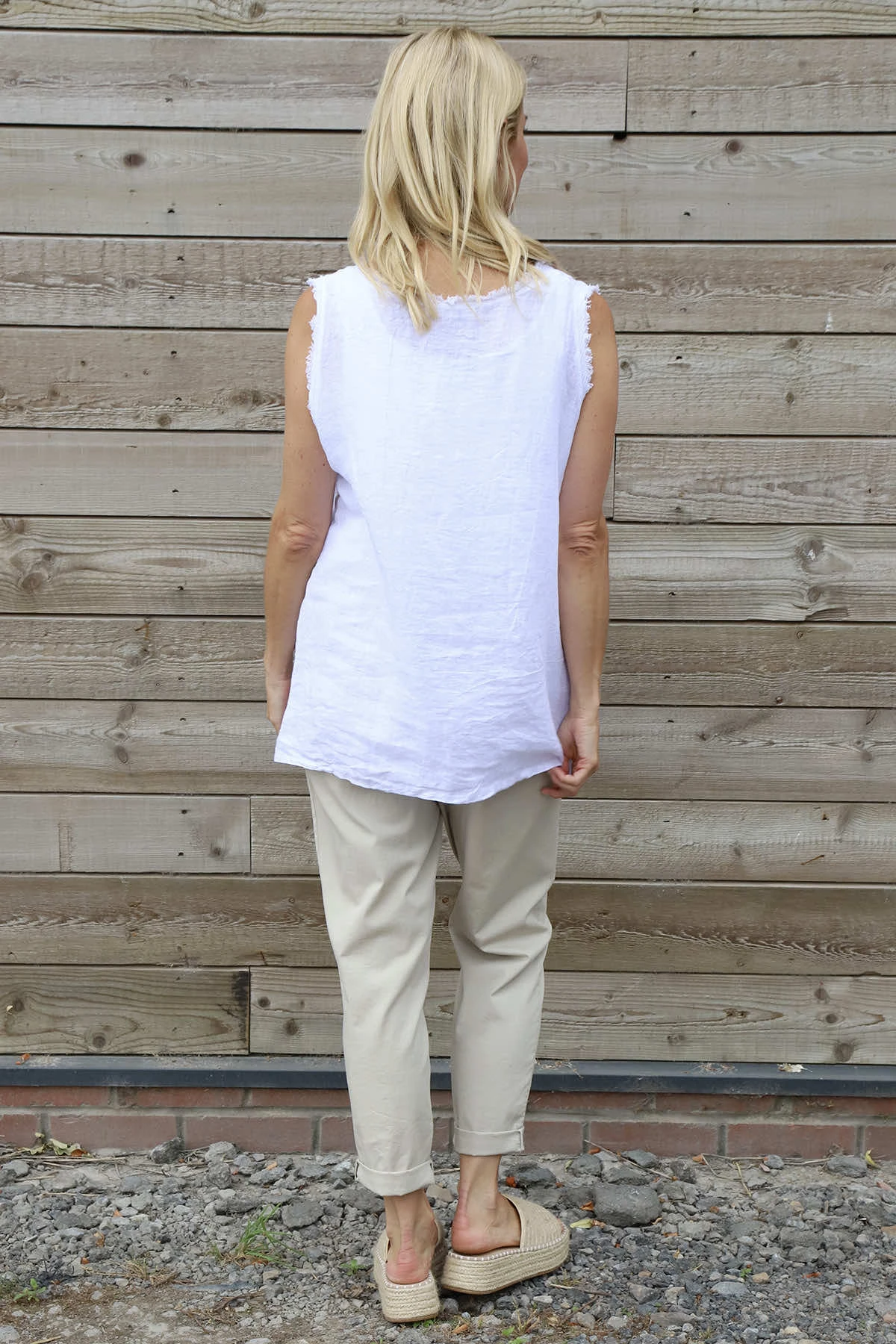 Therese Sleeveless Linen Top White 6 Therese Sleeveless Linen Top White - Image 4