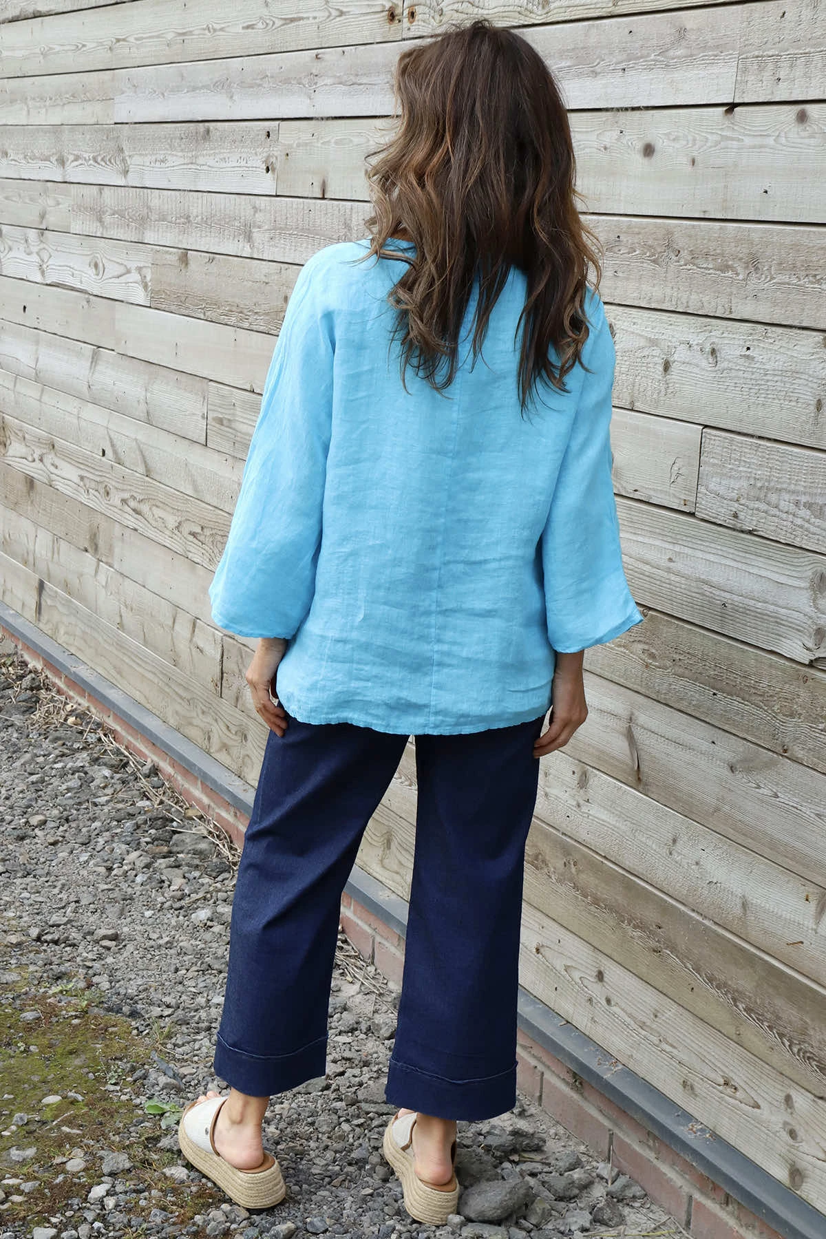 Celestina Tie Detail Linen Top Kingfisher 6 Celestina Tie Detail Linen Top Kingfisher - Image 4