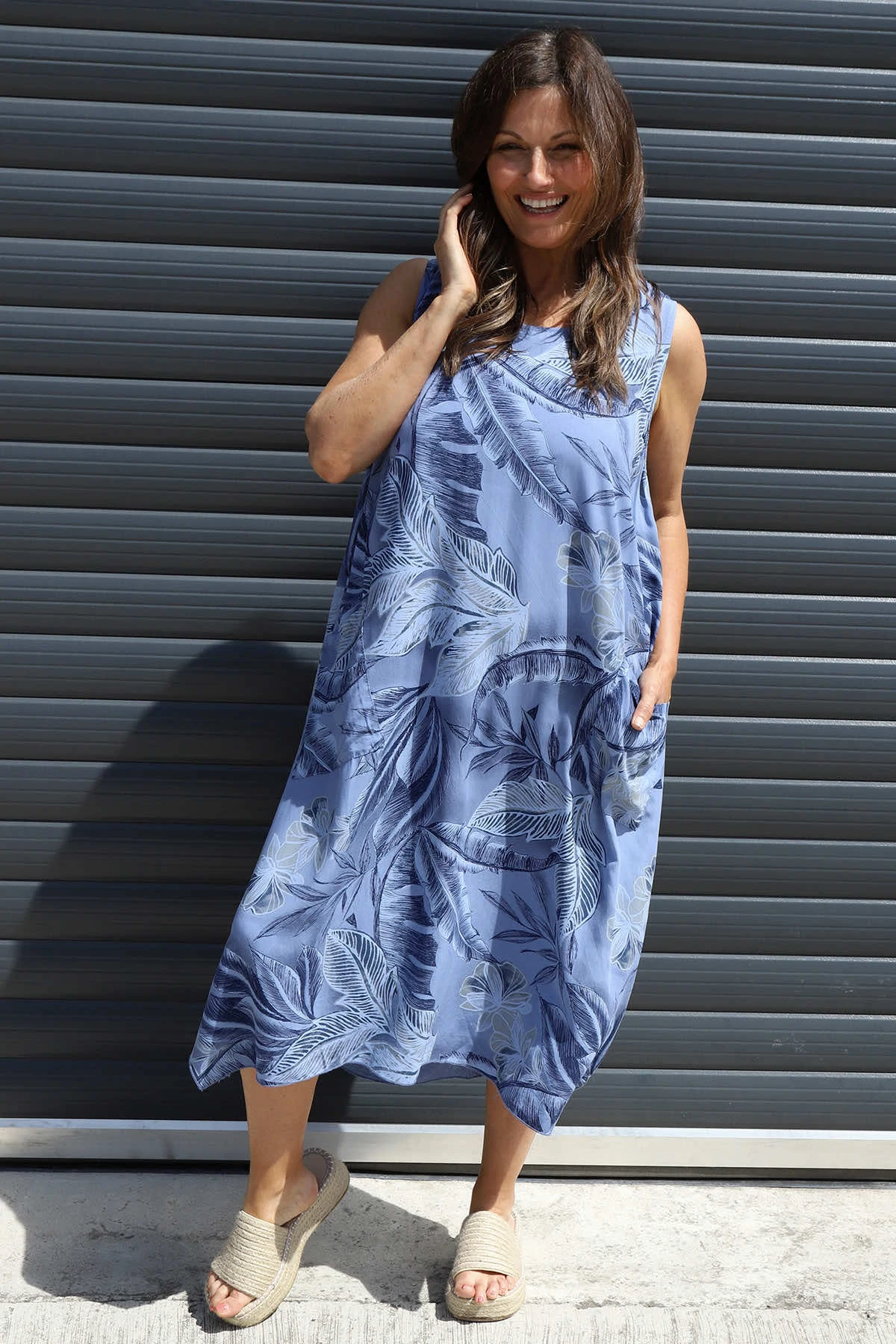 Rosina Botanical Print Sleeveless Dress Blue 4 Rosina Botanical Print Sleeveless Dress Blue - Image 2