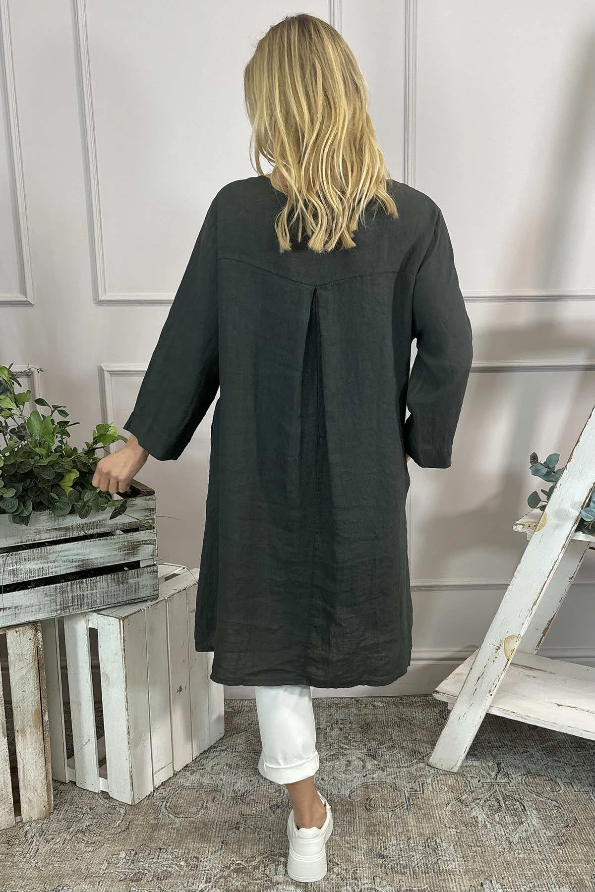 Davina Linen Tunic Charcoal 6 Davina Linen Tunic Charcoal - Image 4