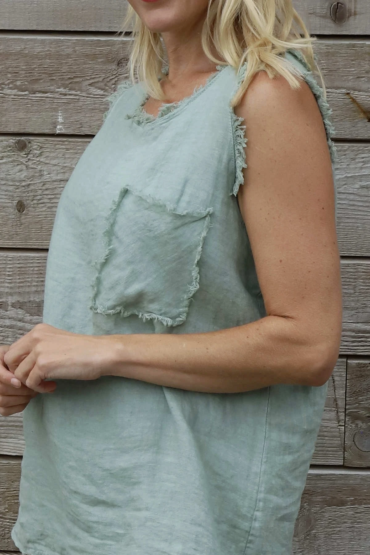 Therese Sleeveless Linen Top Sage Green 5 Therese Sleeveless Linen Top Sage Green - Image 3