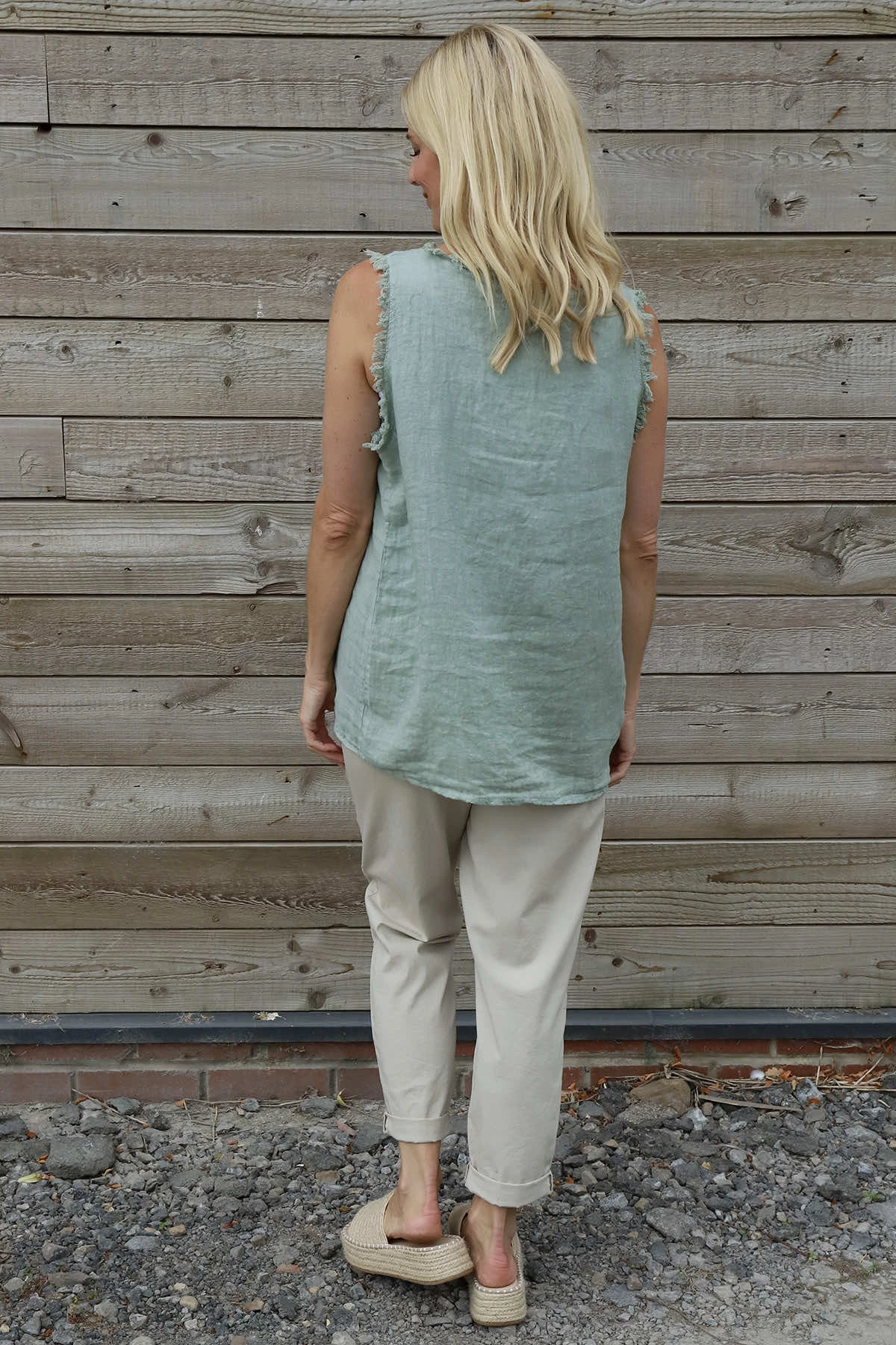Therese Sleeveless Linen Top Sage Green 6 Therese Sleeveless Linen Top Sage Green - Image 4