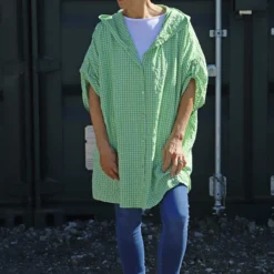 Kyan Gingham Hooded Cotton Shirt Green